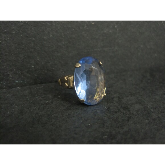 Antique 10K Gold Filled Blue Glass Ring Size 6 - Picture 3 of 8